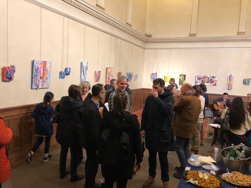 People at the art opening reception for Katia Bulbenko.
